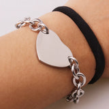 Stainless Steel Heart Charms Bracelet for Women Silver Gift 20.5cm