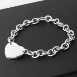 Stainless Steel Heart Charms Bracelet for Women Silver Gift 20.5cm