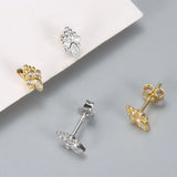 Crystal Transparent Stone Stud Earrings S925 Silver Oval Zircon Wedding Jewelry