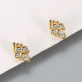Crystal Transparent Stone Stud Earrings S925 Silver Oval Zircon Wedding Jewelry
