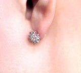 Crystal Zircon Stone Flower Earrings 925 Sterling Silver Filled Studs