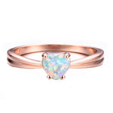 Purple Opal Heart Stone Engagement Ring for Women