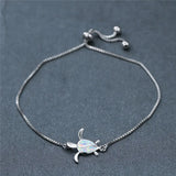 Small Turtle Opal Stone Bracelet Vintage Silver Chain Necklace
