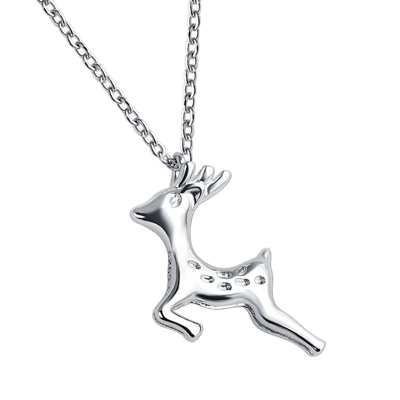 Female Deer 925 Silver Necklace Women Fine Jewelry Pendants