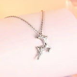 Female Deer 925 Silver Necklace Women Fine Jewelry Pendants