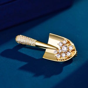 Women's Clear Rhinestones Shovel Brooch Zircon Alloy Elegance Safety Pins