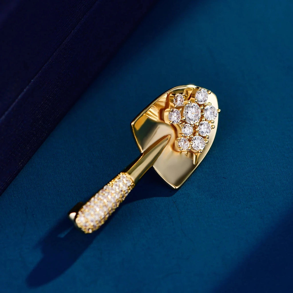 Women's Clear Rhinestones Shovel Brooch Zircon Alloy Elegance Safety Pins