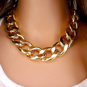 Hip Hop Short Necklaces Punk Silver Thick Chain Statement Necklace Women Jewelry