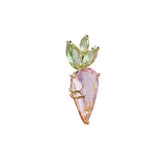 Female Pink Crystal Leaf Carrot Brooches Zircon Alloy Safety Pins