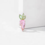 Female Pink Crystal Leaf Carrot Brooches Zircon Alloy Safety Pins