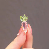 Female Pink Crystal Leaf Carrot Brooches Zircon Alloy Safety Pins