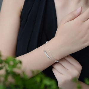 Female Silver 925 Bracelets For Women Jewelry Tube Anklets Girls