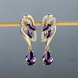 Green Zircon Hoop Earrings Water Drop Stone Wedding Earrings