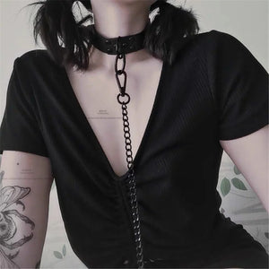 Female Leather Choker Goth Punk Neck Collar