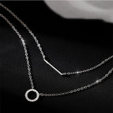 Sterling Silver Geometric Double Necklace Chain for Women