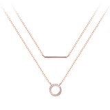 925 Silver Double Necklace Geometric Pendant
