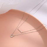 Sterling Silver Geometric Double Necklace Chain for Women