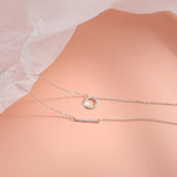 Sterling Silver Geometric Double Necklace Chain for Women