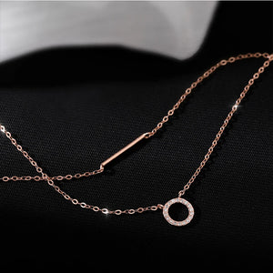 Sterling Silver Geometric Double Necklace Chain for Women