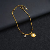 Heart Butterfly Beads Chain Bracelet for Women Stainless Steel Wedding Jewelry