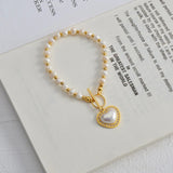 Heart Butterfly Beads Chain Bracelet for Women Stainless Steel Wedding Jewelry