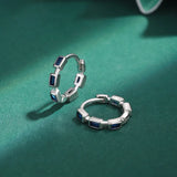 925 Silver Hoop Earrings with Blue Sapphire for Women