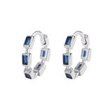 925 Silver Hoop Earrings with Blue Sapphire for Women