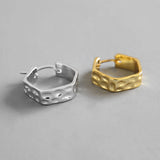 925 Silver Embossed Hammered Hoop Earrings Women Huggie S925