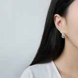 925 Silver Embossed Hammered Hoop Earrings Women Huggie S925