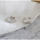 925 Silver Embossed Hammered Hoop Earrings Women Huggie S925