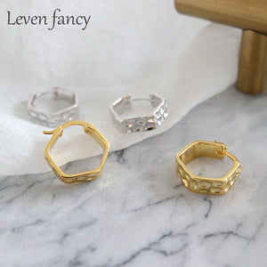 925 Silver Embossed Hammered Hoop Earrings Women Huggie S925
