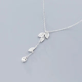 S925 Silver Zircon Leaf Rose Neck Chain Jewelry