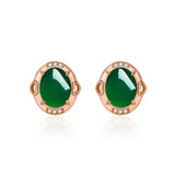 Green Chalcedony Stone Earrings Larimar Studs Vintage Small Earrings