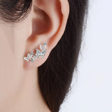 925 Sterling Silver Heart Earrings Bow Stud Charm Ear Stud For Women