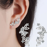 925 Sterling Silver Heart Earrings Bow Stud Charm Ear Stud For Women