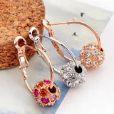Female Rainbow Crystal Stone Earrings Rose Silver Clip Earrings