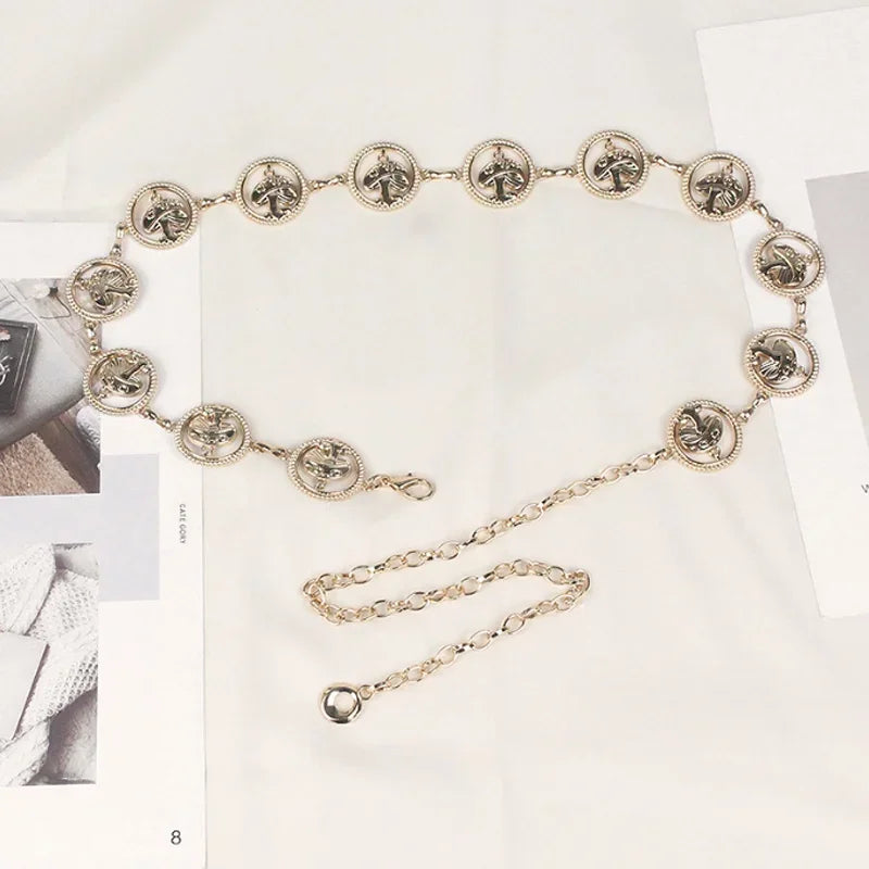 Women Metal Chain Waistband Summer Dress Waist Boho Belt