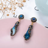Natural Stone Water Drop Earrings Wedding Jewelry Multicolor Stone Earrings