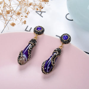 Natural Stone Water Drop Earrings Wedding Jewelry Multicolor Stone Earrings
