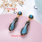 Natural Stone Water Drop Earrings Wedding Jewelry Multicolor Stone Earrings