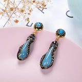 Natural Stone Water Drop Earrings Wedding Jewelry Multicolor Stone Earrings