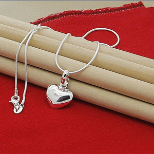 925 Silver Heart Pendant Necklace Women Gift