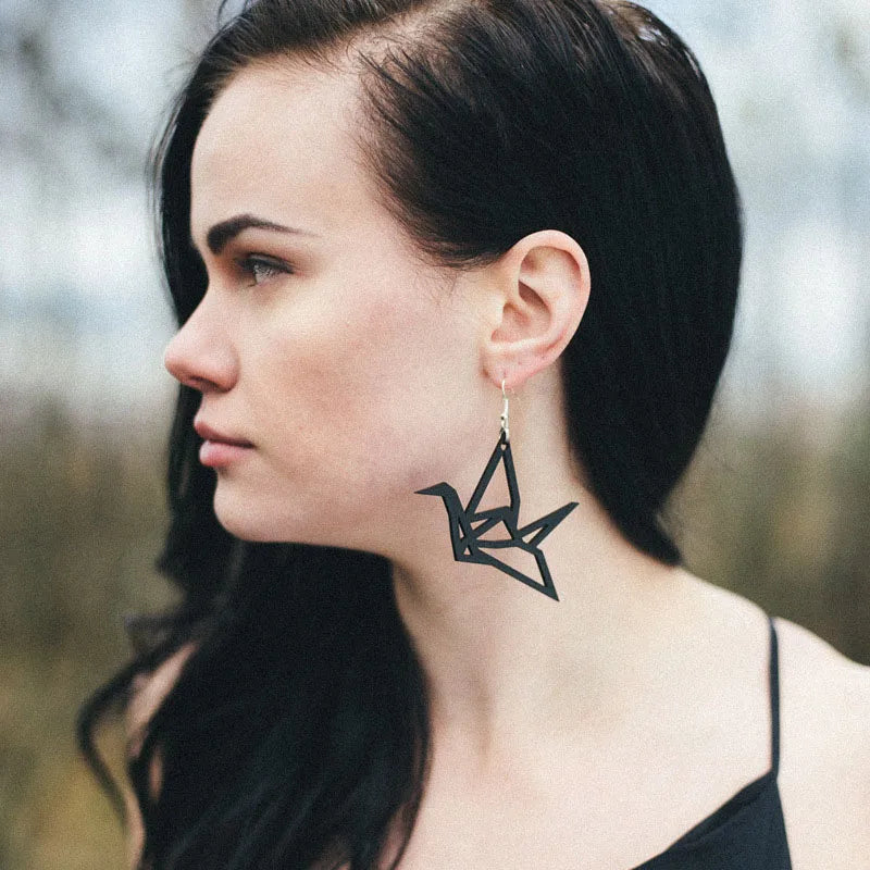 Vintage Stereoscopic Geometric Earrings Hollow Out Acrylic Long Earrings