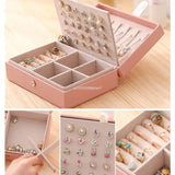 Portable Girls Earrings Jewelry Storage Box