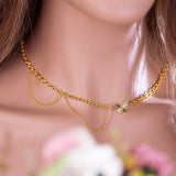 18K Butterfly Pendant O Link Chain Necklace for Women Mom Birthday
