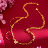 18K Butterfly Pendant O Link Chain Necklace for Women Mom Birthday