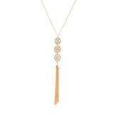 Women's Round Geometric Tassel Pendant Necklace Long Triple Chain