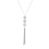 Women's Round Geometric Tassel Pendant Necklace Long Triple Chain