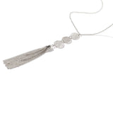 Women's Round Geometric Tassel Pendant Necklace Long Triple Chain