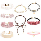 Female Sexy Choker Necklaces Set Gothic Tattoo Lace Leather Velvet Neck
